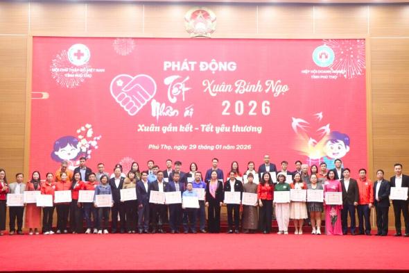 Hội viên Hiệp hội Doanh nghiệp tỉnh Phú Thọ lan tỏa tinh thần trách nhiệm xã hội thông qua hoạt động tài trợ Tết Nhân ái 2026